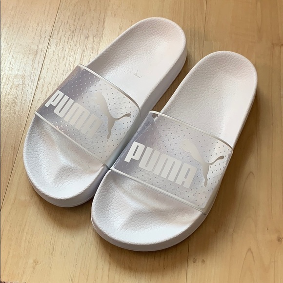 puma white clear slides